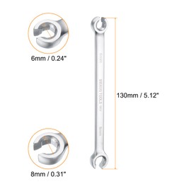 sourcing map 2pcs Flare Nut Wrench 6mm x 8mm High Carbon Steel Nickel Plating Wrench for DIY Hand-Making Automotive Repairs and Household Maintenance