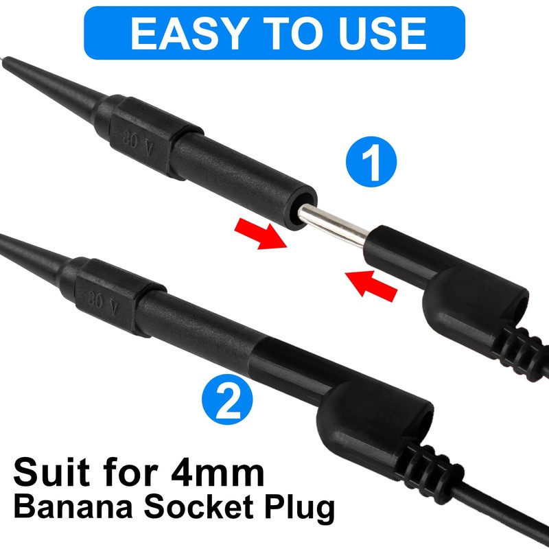 Lekgavd 4pcs Test Probe Pins, 0.7 mm Stainless Steel Insulation