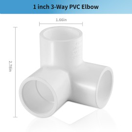 LESSO 6 Pack 1" Tee PVC Pipe 3-Way Elbow Connector Fittings, 1 Inch Furniture Grade 90° Tee Side Outlet, PVC Corner Fittings for DIY Building Furniture Greenhouse Shed Pipe Tent Connection, SCH40