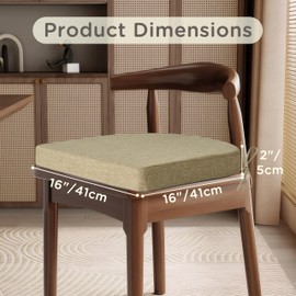 MineCozy Chair Cushions for Dining Chairs 4 Pack Indoor Seat Cushions with Ties and Washable Cover Non Slip Seat Pad for Kitchen Dining Room 16"X16"X2",Beige