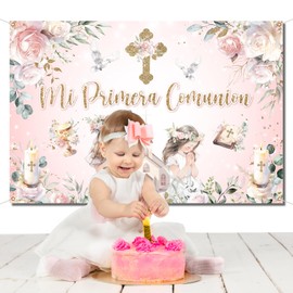 First Communion Backdrop for Girl Mi Primera Comunion Backdrop Baptism Backdrops for Girls First Communion Decorations Christening Decor
