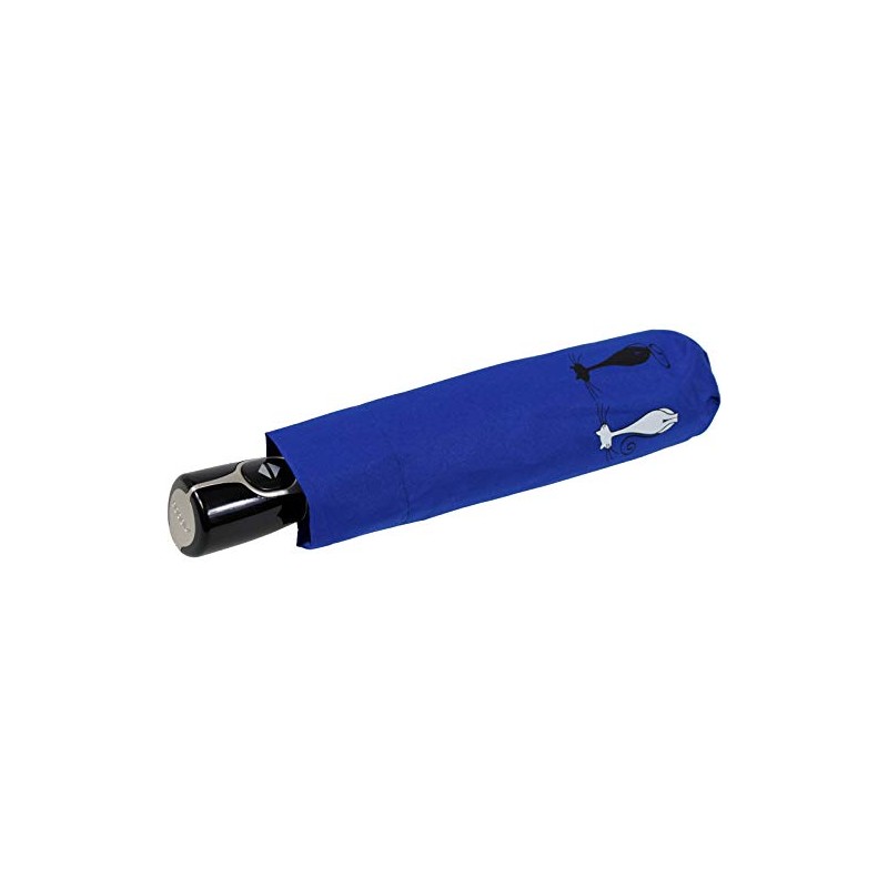 Doppler Mini Pocket Umbrella Open-Close Automatic Cats Friends, Blue, cat-themed