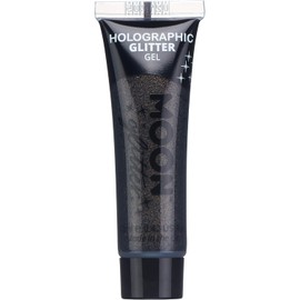 Moon Glitter Gel Holográfico para rostro y cuerpo – 0,40 fl oz – cara con purpurina, Negro, 12ml