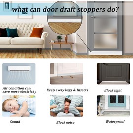 Premium Door Draft Stopper - Easy Install Weather Stripping Seal for Energy Savings & Cold Prevention - Keep Out Drafts - Ideal Bottom Door Sweep