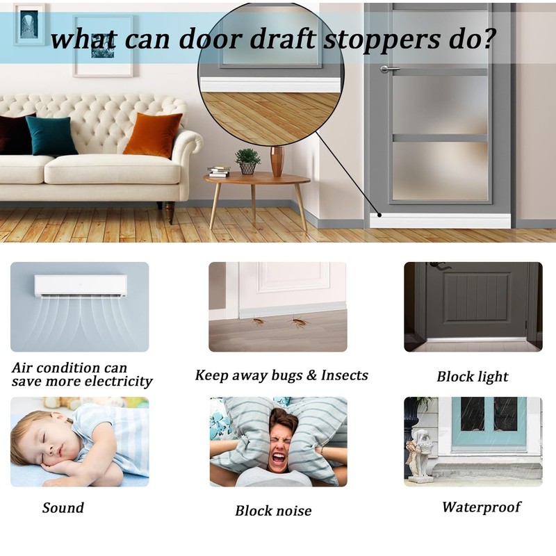 Premium Door Draft Stopper - Easy Install Weather Stripping Seal