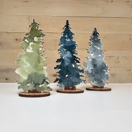 Back40Life Forest Critters Painted Wooden Animal Cutout Shapes (Forest Trees (Bundle of 3)) (Large Forest Trees (Bundle of 3))