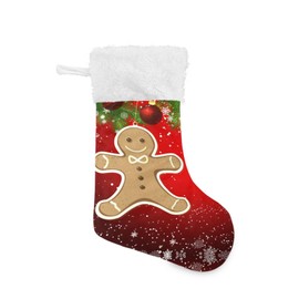 Caikeny Gingerbread Christmas Stockings Snowflake Christmas Tree Christmas Presonalized Large Stocking Sock Set of 1 Xmas Party Winter Decor Candy Bag Family Holiday Gift 18 in