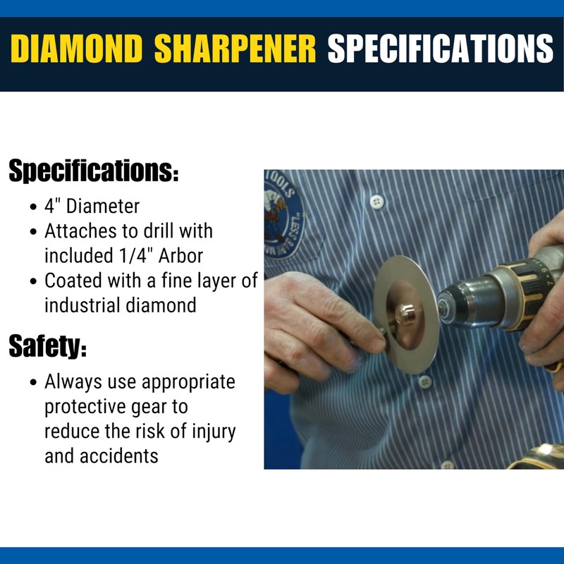 Bad Dog Diamond Drill Sharpener: 4” Diamond-Coated Wheel Drill Attachment