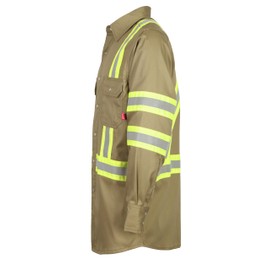 TICOMELA FR Shirts for Men High Visibility/Hi Vis Flame Resistant/Fire Retardant Shirt 6.5oz Khaki Men's Welding Shirts