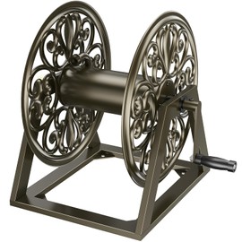 GOFORWILD Garden Wall/Floor Mount Hose Reel, Decorative Hose Reel, Garden Heavy-Duty Water Hose Holder Winder, Holds 200-Feet of 5/8-Inch Hose