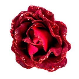 Blue Whale Gifts Red Rose Glitter Christmas Tree Hanging Bauble Clip-on Flowers (Set of 6)