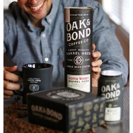 Scotch Whisky Barrel Aged Coffee, Colombia Single Origin Washed Whole Coffee Bean, Medium Roast w/ Flavor Notes of Milk Chocolate, Raspberry, Honey, Silky Scotch by Oak & Bond Coffee Co. – 10oz.