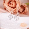 Sterling Silver Dangle Hoop Earrings Charms Lover Heart with White