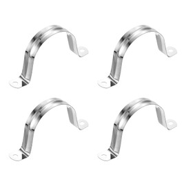 sourcing map 4Pcs Rigid Pipe Straps, 60mm(2.36") 304 Stainless Steel 2 Hole U-Shaped Bracket Tube Hanger Pipe Clamps for Fixing Pipe Cable