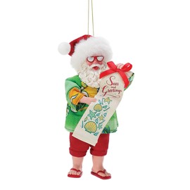 Department 56 Possible Dreams Santa Seas and Greetings Banner Hanging Ornament, 6 Inch, Multicolor
