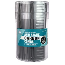 Dream World Anti Static Wide Tooth Carbon Combs Black 36 Pcs Jar