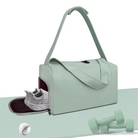 Gym Bag for Women with Shoes Compartmen, Duffle Travel Bag for Plane, Lightweight Gym Bag for Women & Men, Sports Tote Bag with Wet Pocket for Swim, Yoga, Dance - Grey green（22L）