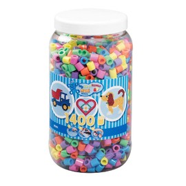 HAMA Hama Perlen 8541 Bügelperlen Dose mit ca. 1.400 bunten Maxi Bastelperlen mit Durchmesser 10 mm im Pastellmix, kreativer Bastelspaß für Groß und Klein, Pastellfarben