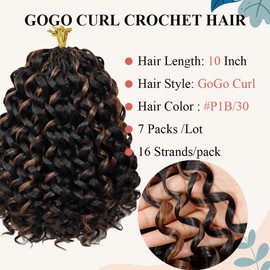 GoGo Curl Crochet Hair for Women 10 Inch Curly Crochet Hair Water Wave Curly Crochet Braids for Women 7 Packs Deep Wave Braiding Hair Extensions P1B30