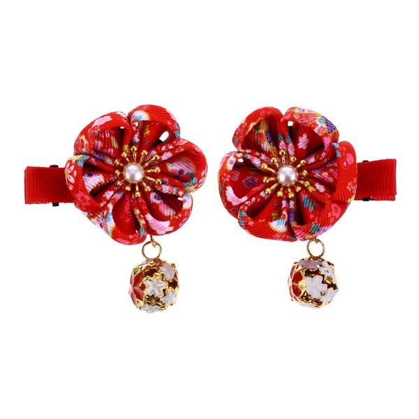 Lurrose 2pcs Japanese Kimono Flower Hair Clips Japanese Style Plum Hairpins Traditional Chinese Hanfu Hair Barrettes Hair Accessories for Women Girls (Red)