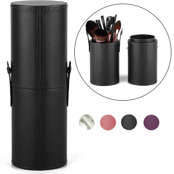 Makeup Brush Holder Travel Brushes Case Bag Cup Storage Dustproof for Women and Girls (Black)