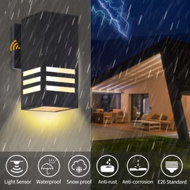 ZUUKOLE Dusk to Dawn Outdoor Wall Lantern, Exterior Lighting - ETL Listed, Aluminum Anti-Rust Waterproof Wall Mount Rectangular Design – Up/Down Photocell Outdoor Lighting for Porch, Garage or Patio