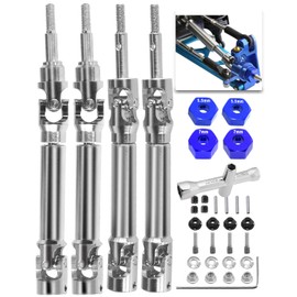 4PCS Stainless Steel Drive Shaft CVD Upgrades Part for 1/10 Stampede VXL 4X4,Rustler VXL 4X4,Slash VXL 4X4 Platinum Ultimate,Hoss VXL 4X4 4WD,ARRCat Front Rear #45 Drive Shaft with Hex,Blue