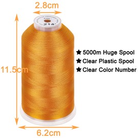 New brothread - 2 Huge Spools 5000M Each Polyester Embroidery Machine Thread 40WT for Commercial and Domestic Machines - Deep Gold