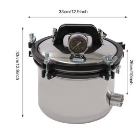 YIPONYT 8L Lab Autoclave, Portable Steam Autoclave Ster𝒊l𝒊zer, Stainless Steel High Pressure Steam Cleaning Machine Desktop for Lab Equipment, Culture Medium, Glassware, 110v