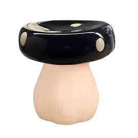 Topjia Topjia Mushroom Stool Side Table,Cute Mushroom Ottoman for Boys and Girls,Multipurpose Mushroom Chair,Mushroom Foot Stool Coffee Table for Living Room, Bedroom, Garden, Yard Statue, Black, 1793443