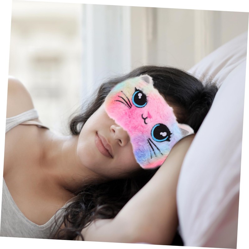 Gatuida 2 Pcs Cute Cat Plush Sleeping Mask Soft Eye