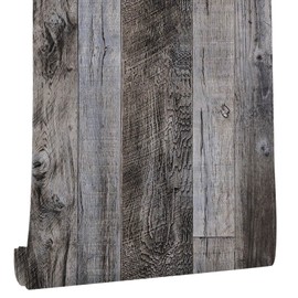 Yun-aeon Gray Wood Peel and Stick Wallpaper 34.6" X 480" Self Adhesive Wallpaper Backsplash Line Removable Wall Paper Bathroom Old Furniture Renovation Furniture