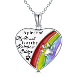 Rainbow Bridge Dog Memorial Necklace Sterling Silver Rainbow Bridge Dogs Memorial Jewelry for Loss of Dog for Women