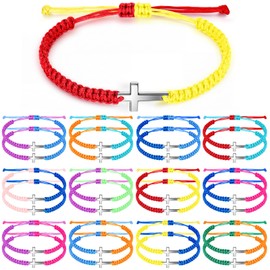 Highergo Cross Friendship Bracelets for Women Men Colorful Jesus Christian Adjustable Bracelet String Nylon Rope Braided Easter Gifts