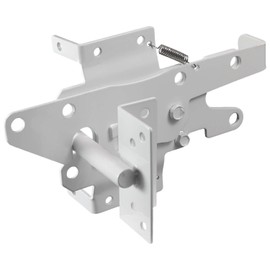 Jake Sales Vinyl Gate Latch White (for Vinyl, Wood, PVC etc Fencing) Fence Gate Latch w/Mounting Hardware - Gate Latches Have a 90 Degree Bracket Resulting in a Positive Latch to Gate Connection