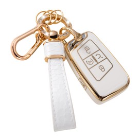 CACARLIKE for VW Volkswagen Key Fob Cover with VW Keychain, Car Key Fob Case Compatible with Tiguan Jetta GLI Atlas Cross Sport Arteon Taos SEL Smart Key Protector Holder