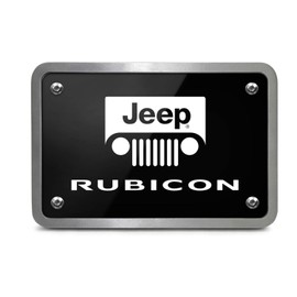 iPick Image Made for Jeep Rubicon UV Graphic Black 3/8" Thick Solid Billet Aluminum 2" inch Tow Hitch Cover