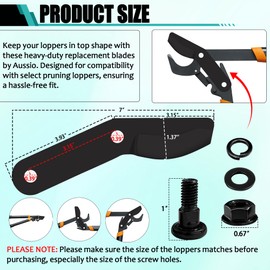 Aussio (2-Pack) Alloy Steel Lopper Replacement Blades with Screws Compatible with Garden Loppers – Heavy-Duty Large Pruner Blades for Tree Trimming, Branch Cutting and Gardening Tools – Black