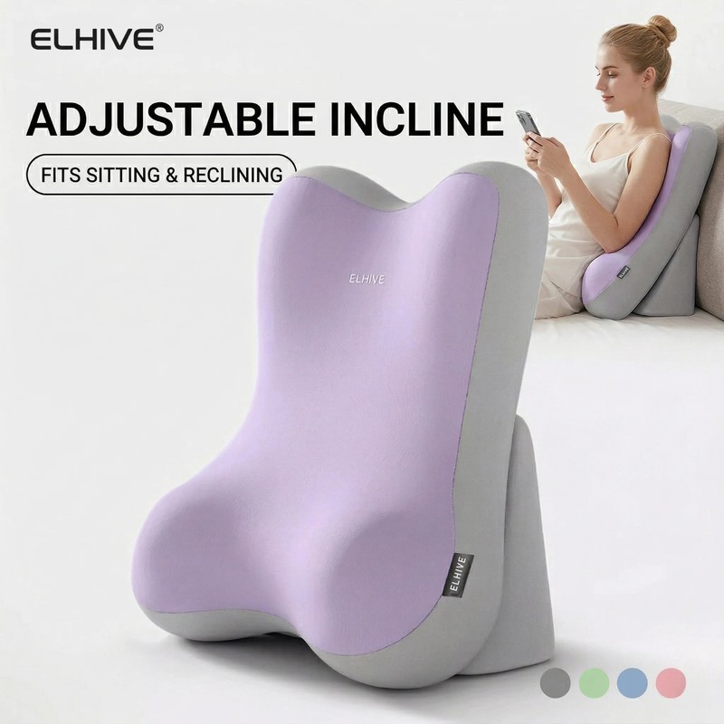 Adjustable Memory Foam Backrest Pillow with Neck Support, Ergonomic Bed