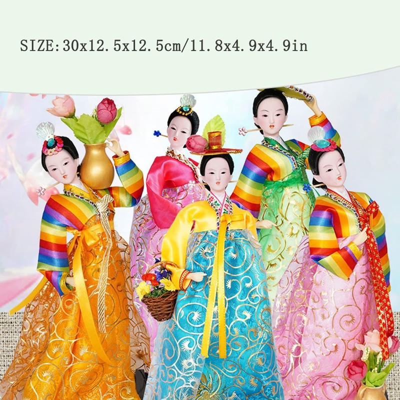 BOEYAA 12in Korean rag Dolls Handmade Hanbok Dolls Oriental Doll