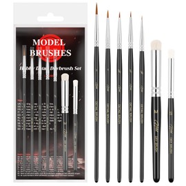 HOTUT Dry Brush Set, 7 Pieces Artist Brushes, Model Making Brushes with Wooden Handles, Dry Brush Set for Detail Work and Model Making