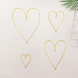 AWISBI 4 Piece Metal Heart Wall Decor, Wire Art Wall Decor Gold Wall Decor for Bedroom & Living Room, Office Home Decoration(Gold)