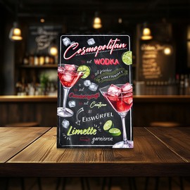 Cocktail Recipes 20 x 30 cm Aluminium Sign Decorative Metal Sign Decoration for Bar Counter Pub Kitchen Cafe Birthday Gift Recipe RV003 (18 Cosmopolitan)