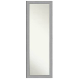 Amanti Art Non-Beveled Door Mirror (51.38 x 17.38 in.), Brushed Nickel Frame - Full Length Mirror, Full Body Mirror, Wall Mirror - Silver