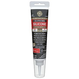 GE Supreme Silicone Caulk for Kitchen & Bathroom - 100% Waterproof Silicone Sealant, 7X Stronger Adhesion, Shrink & Crack Proof - 2.8 fl oz Tube, Clear, 12 Pack