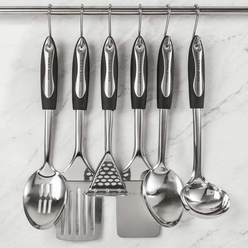 Home Hero Stainless Steel Kitchen Utensils Set - Black Handle