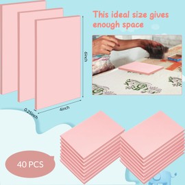 Frienda 40 Pcs 4 x 6 x 0.25 Inch Rubber Stamp Carving Blocks Soft Linoleum Block Soft Rubber Carved Brick for Stamp Crafts and DIY Craft Project(Pink)