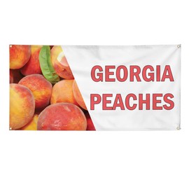 Vinyl Banner Multiple Sizes Georgia Peaches Restaurant Cafe Bar A Restaurant & Food Outdoor Weatherproof Industrial Yard Signs White 4 Grommets 16x40Inches