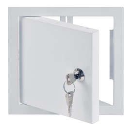15x15 cm / 6x6 inch White Metal Access Panel - Access Door with Key Lock