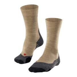 FALKE Women's TK2 Explore Hiking Socks, Merino Wool, Breathable Quick Dry, Mid Calf, Medium Padding, Athletic Sock, Beige (Nature Mel 4100), 6.5-7.5, 1 Pair